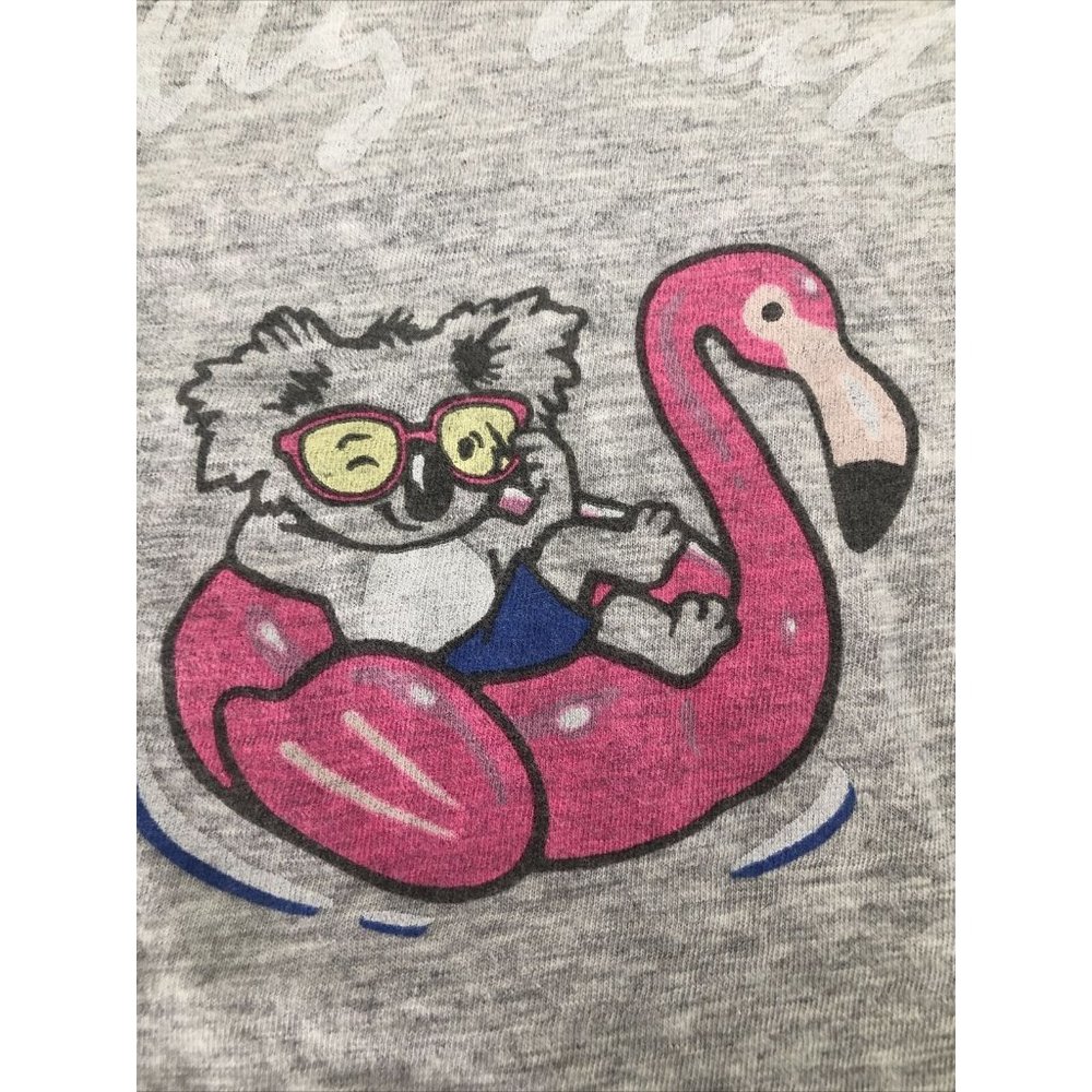 Koala On A Flamingo Pool Float Hollister Small Gray Cropped Shirt Fast Shipping